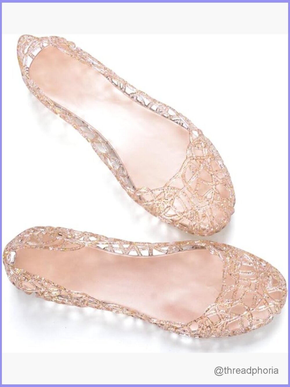 Crystal Jelly Ballet Flats Slip On Summer Hollow Sandals